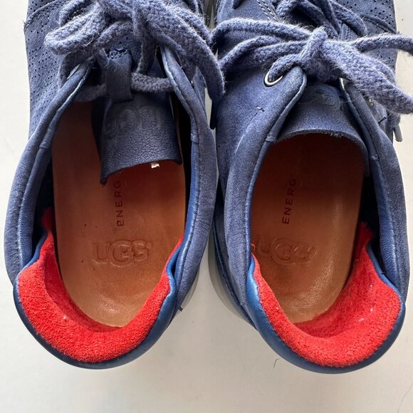 UGG Mens Larken Stripe Perf Blue Lace-Up Shoes Size 7 Suede Casual Sneakers - Picture 3 of 7